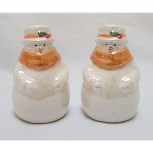 Porcelain Snowmen Salt & Pepper Shakers with Scarf and Hat